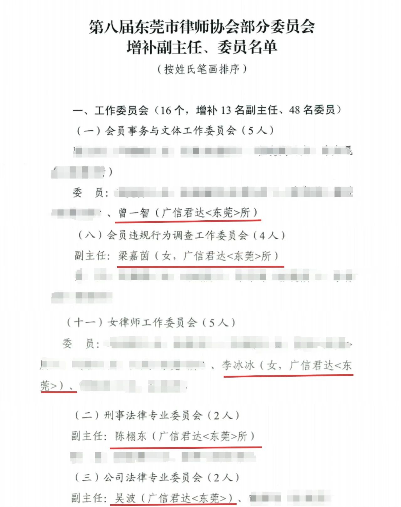 简讯 | 广信君达东莞律所五位律师获聘第八届东莞市律师协会部分委员会副主任、委员